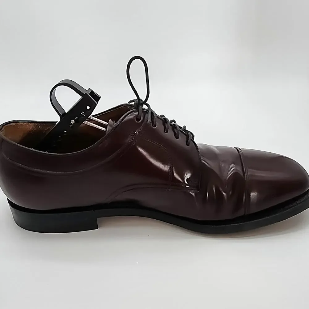 Johnston & Murphy Men's 10.5 Burgundy Leather Cap-Toe Lace Oxford Dress Shoes